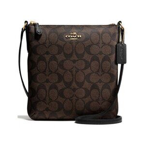 Coach North South Black Brown Gold Crossbody